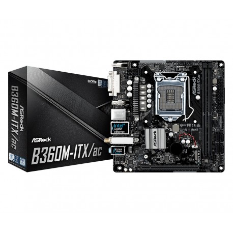 ASROCK MB 1151 8/9Â°GEN. B360M-ITX/AC 2xDDR4 6xSATA M.2 WIFI DVI/HDMI